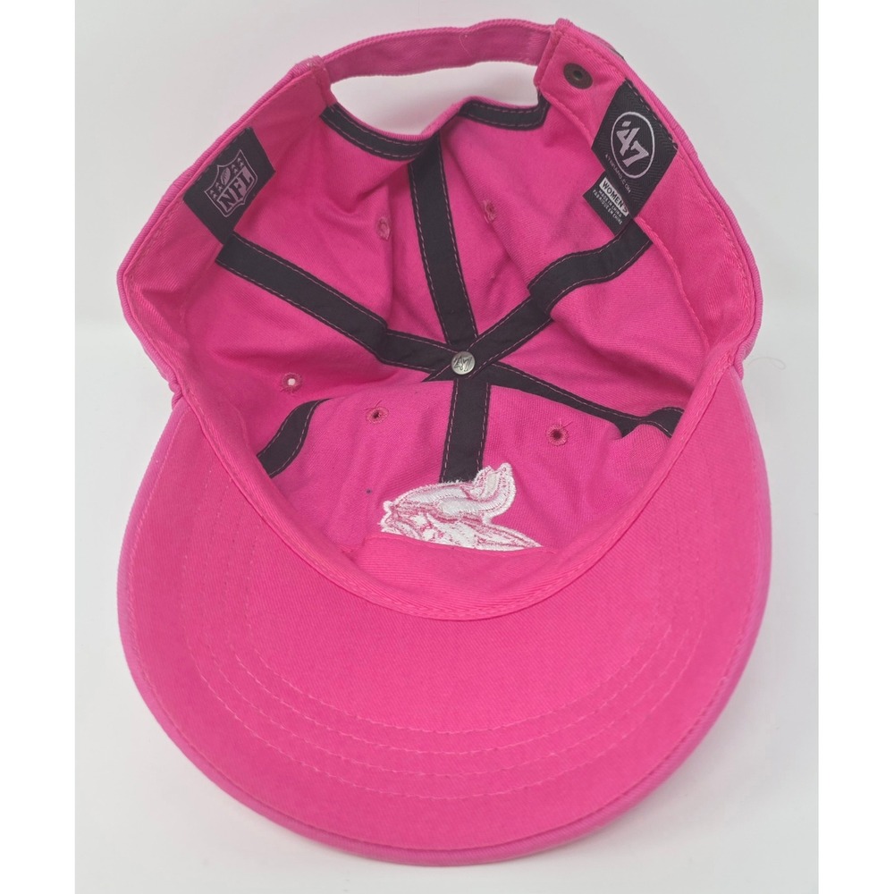 '47 Brand Minnesota Vikings Strapback Hat Womens Pink NFL Embroidered Cap - Picture 7 of 10